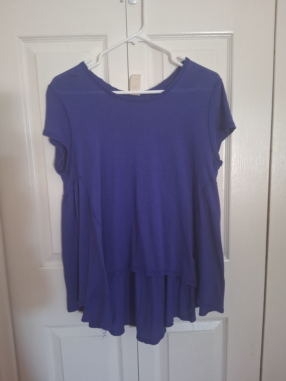 Free People Women's Purple Short Sleeve Layered Swing Top